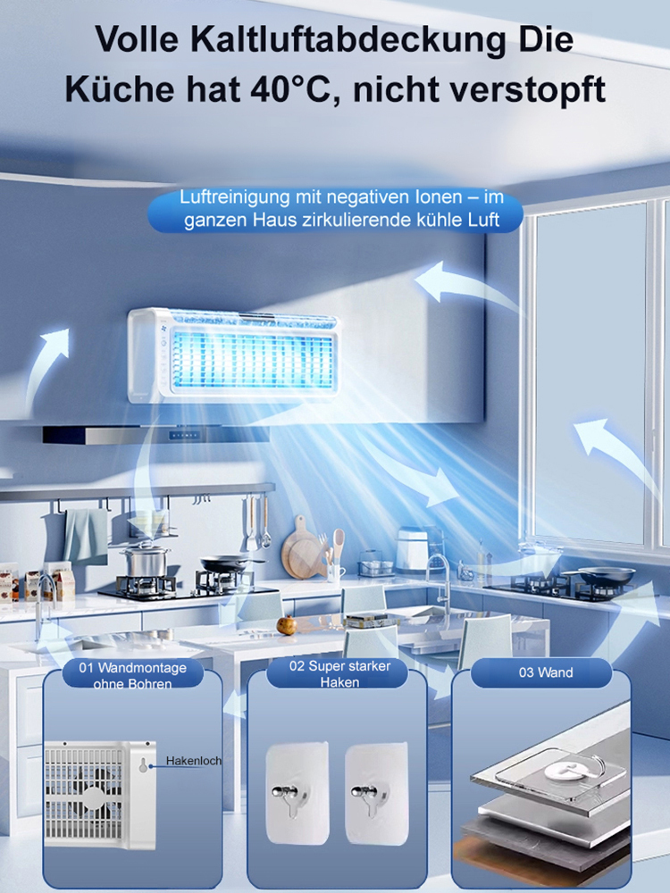 【Keine Installation erforderlich】Mini-Klimaanlage, kann in nur 5 Sekunden um 10 Grad abkühlen.