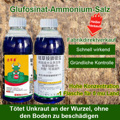 Gründliches Unkrautentfernen, schadet dem Boden nicht, eine Flasche reicht für 3-5 Morgen Land.