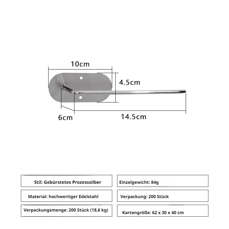 NoPunchKüchenorganizer aus Edelstahl PapierrollenhalterTaschentuchhalterBecherdeckelOrganisatorSchrankaufhänger