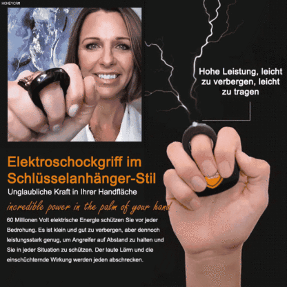 60 Millionen Volt Elektroschock-Schlüsselanhänger mit Fingerschlaufe, klein und tragbar, schützt die Reisesicherheit, schon ab 39 Euro