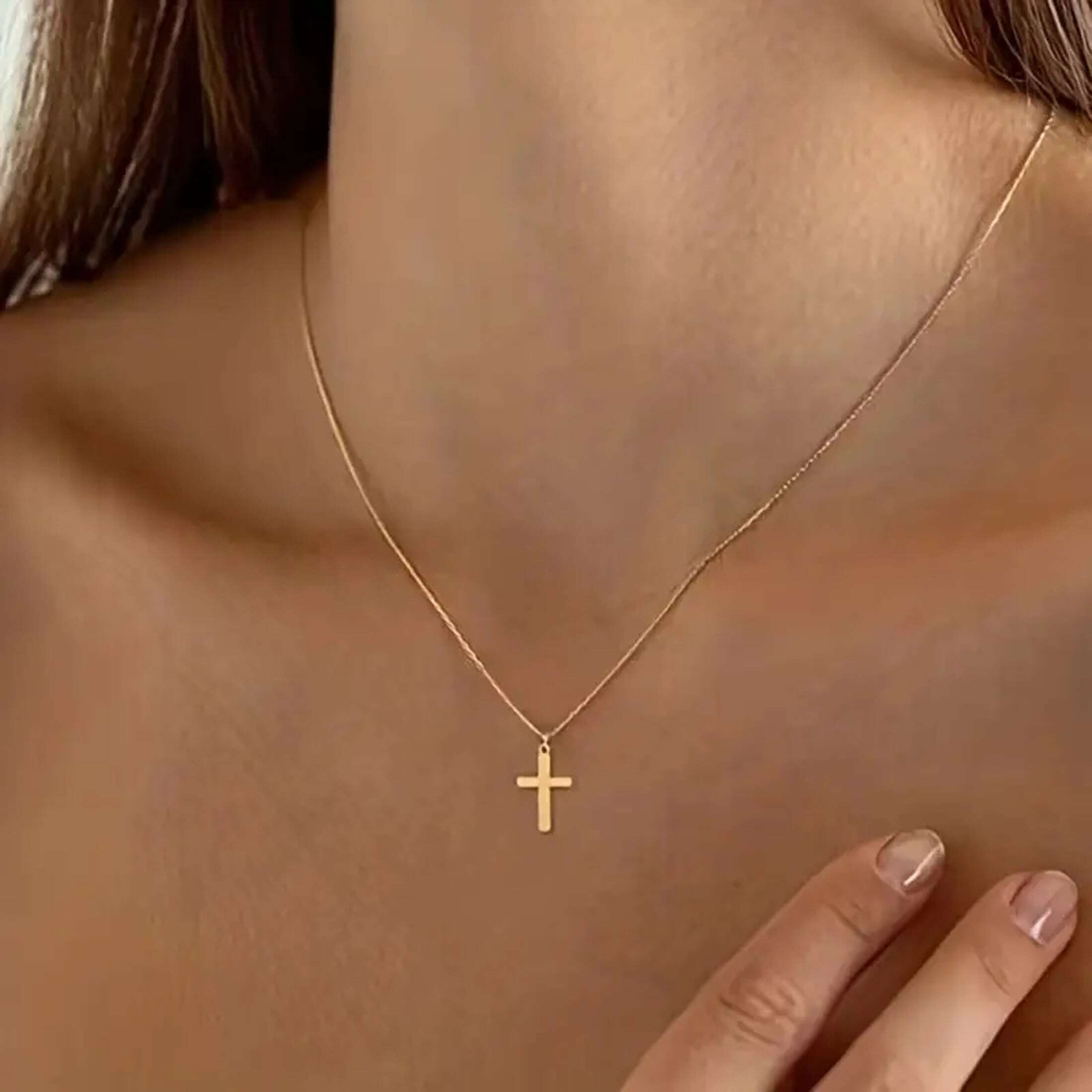 Stainless Steel Necklace Cross Pendant Gift For Women And Girls