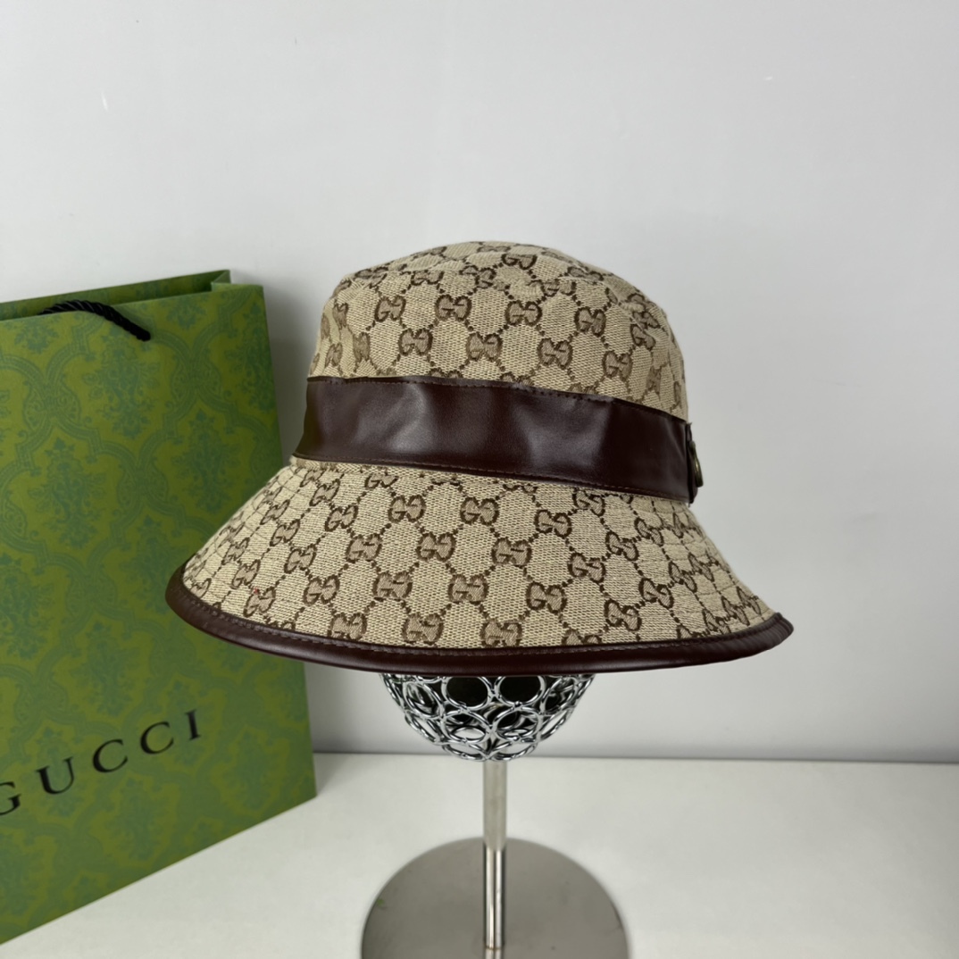 CANVAS BUCKET HAT WITH DOUBLE G