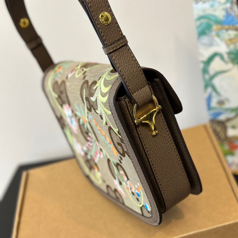 Monogram Jumbo Calfskin Embroidered Horsebit 1955 Shoulder Bag