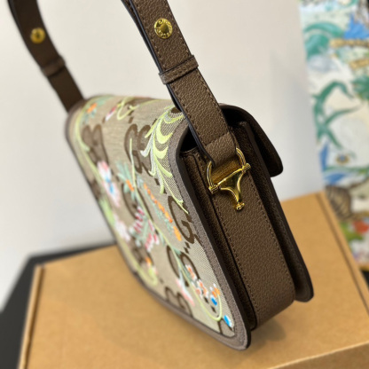 Monogram Jumbo Calfskin Embroidered Horsebit 1955 Shoulder Bag