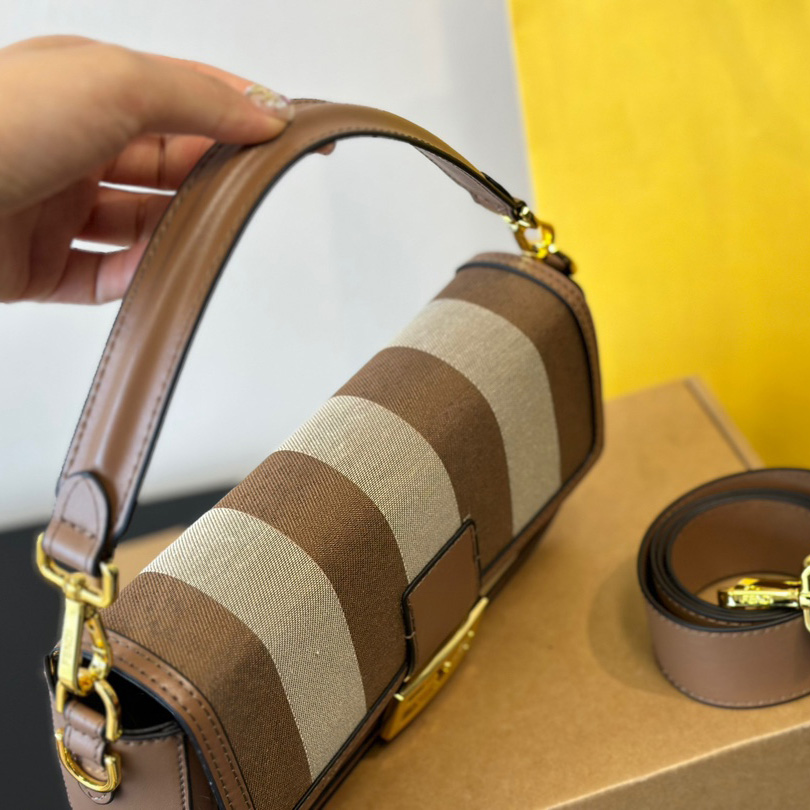 Baguette striped fabric bag