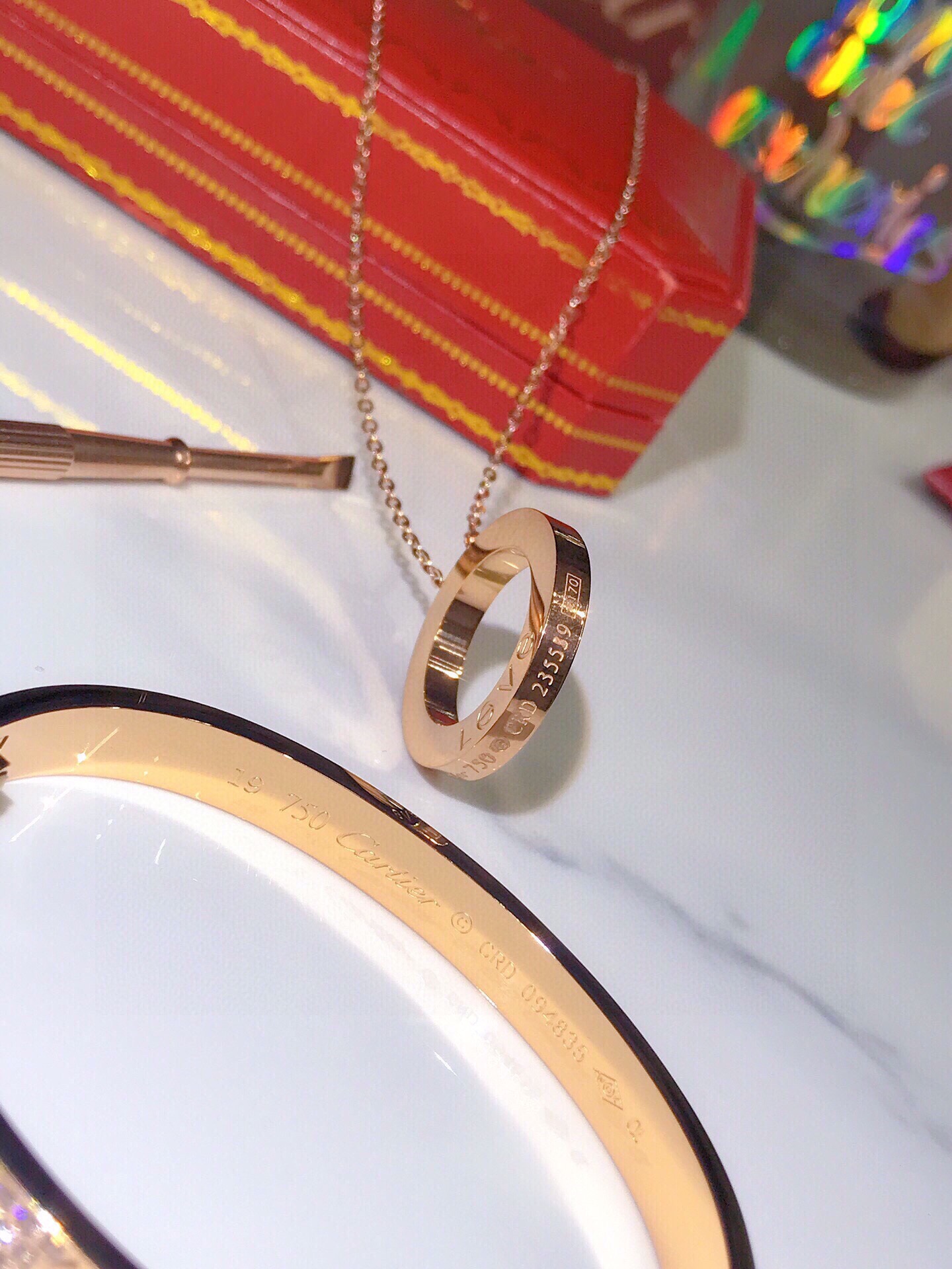 LOVE BRACELET,DIAMOND-PAVED + LOVE NECKLACE, DIAMOND-PAVED