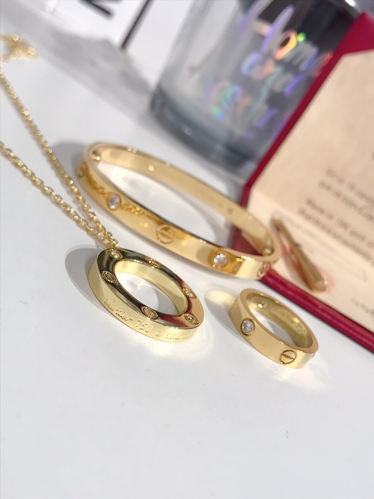 LOVE BRACELET, 4 DIAMONDS + LOVE RING, 3 DIAMONDS + LOVE NECKLACE, 3 DIAMONDS