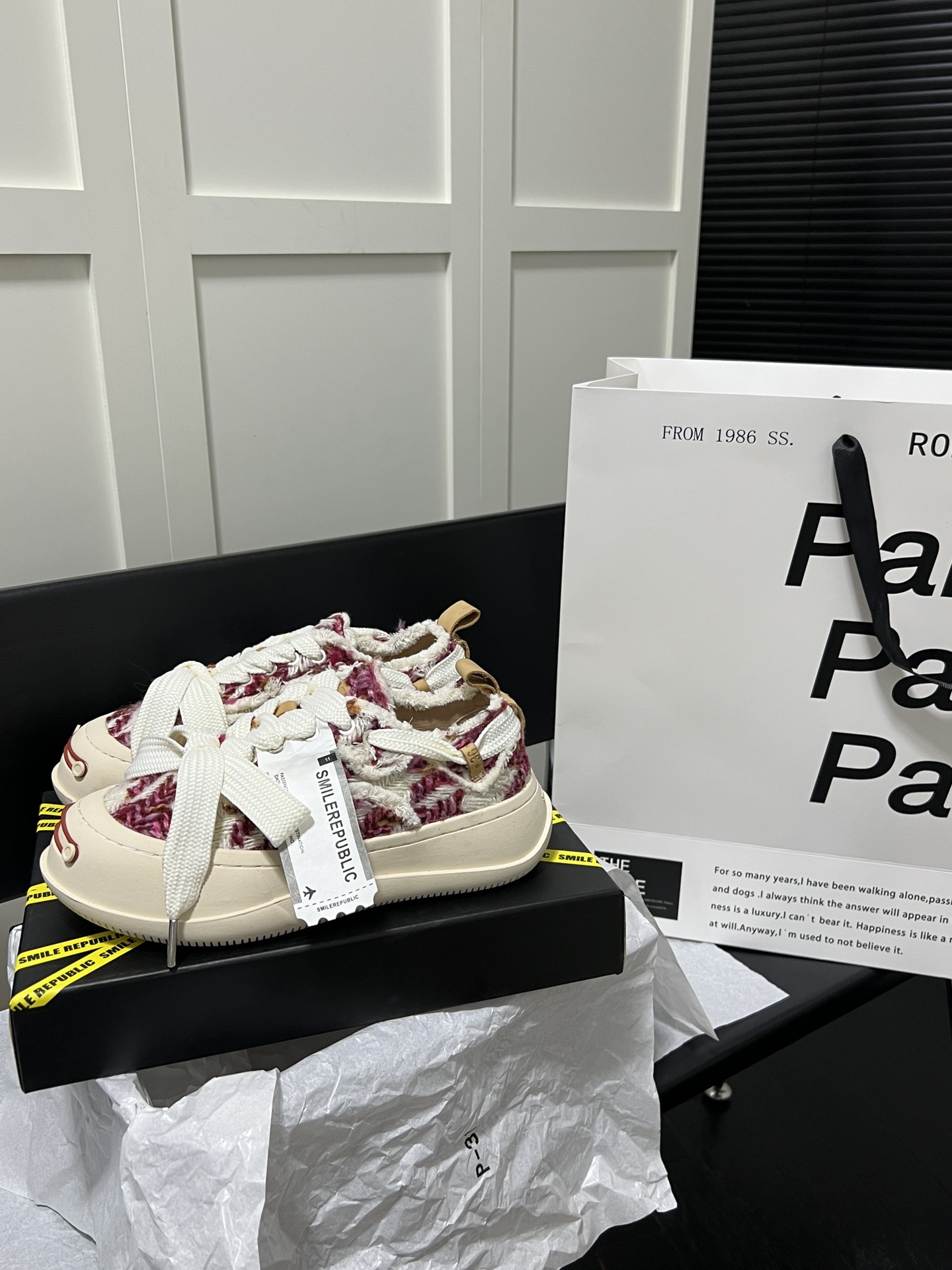 Rose Red Chevron Canvas Shoes