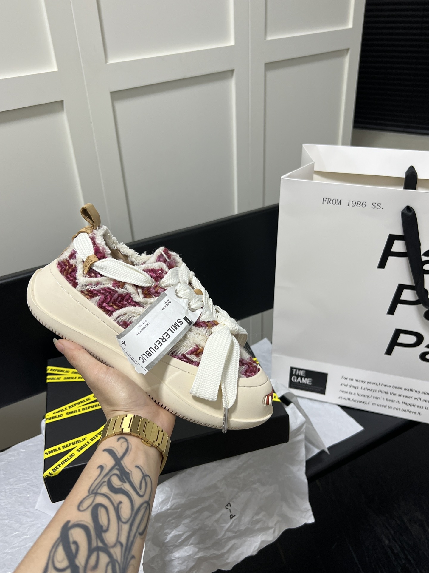 Rose Red Chevron Canvas Shoes