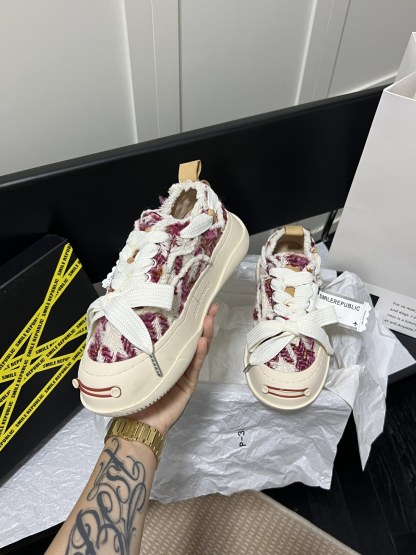 Rose Red Chevron Canvas Shoes