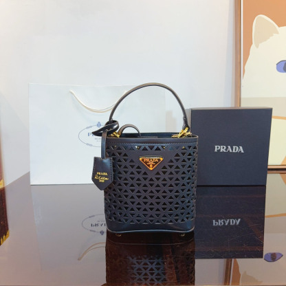 Perforated leather tote bag