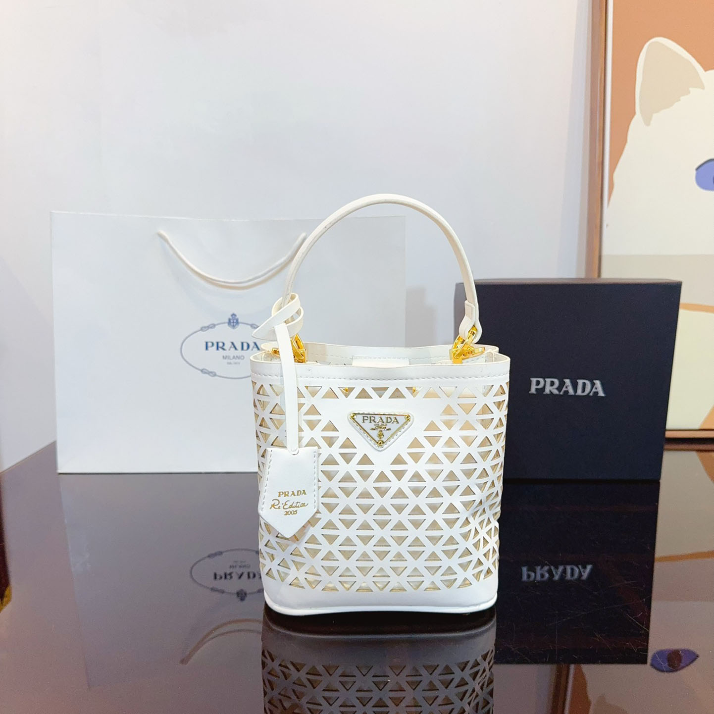 Perforated leather tote bag