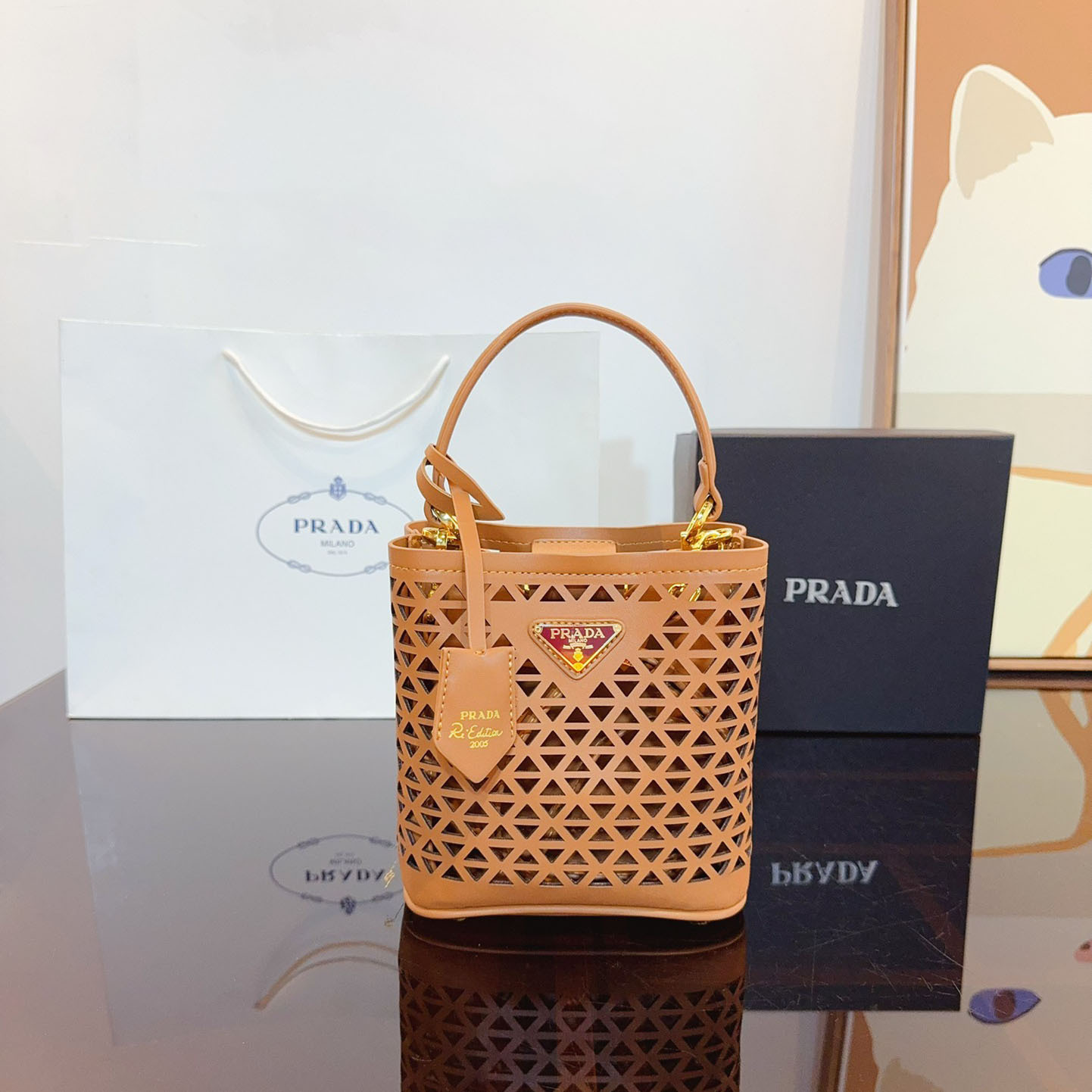 Perforated leather tote bag