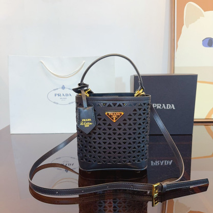 Perforated leather tote bag