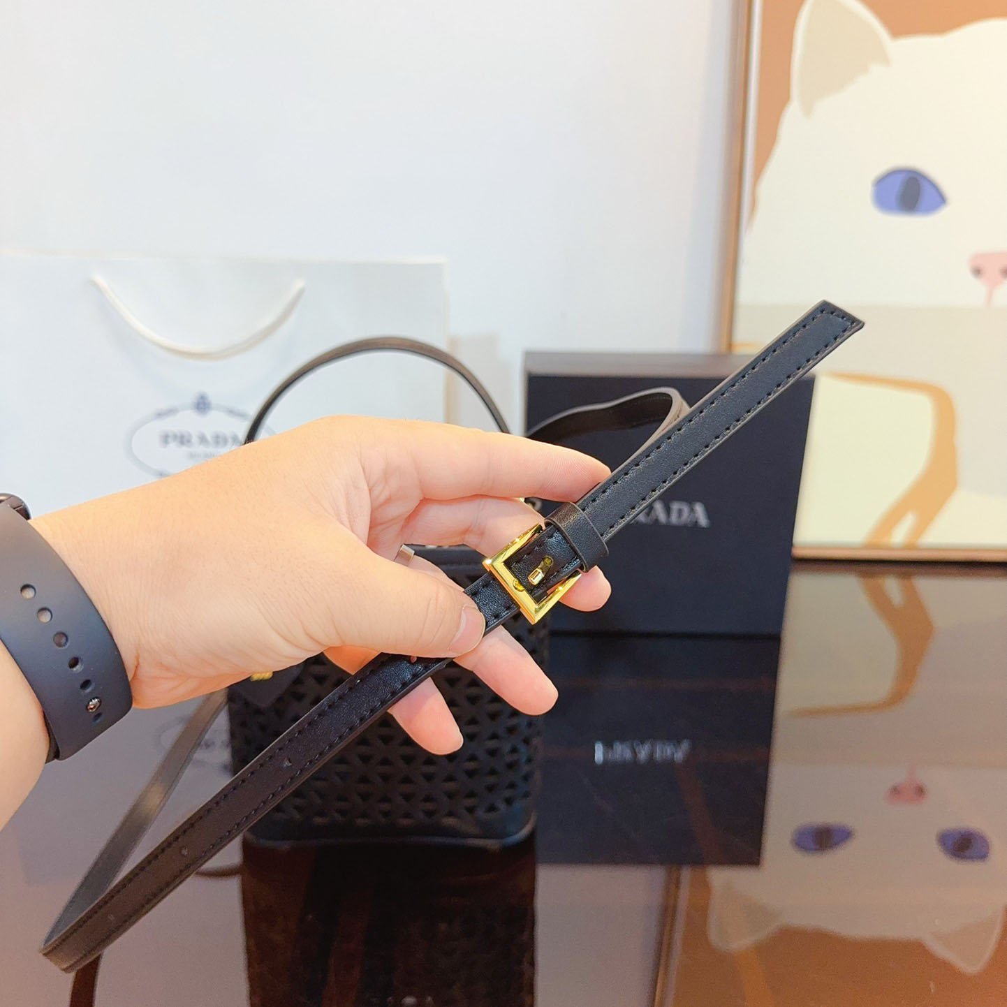 Perforated leather tote bag