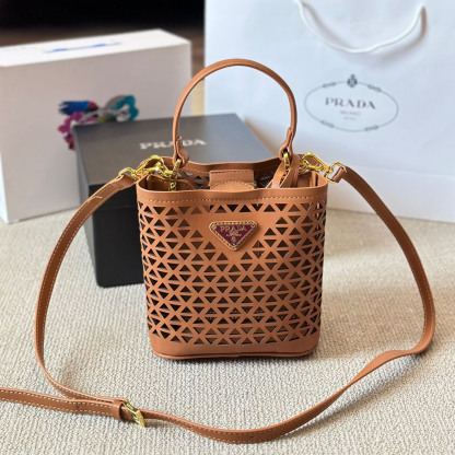 Perforated leather tote bag