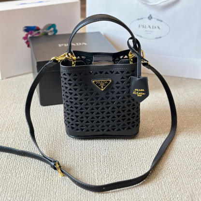 Perforated leather tote bag