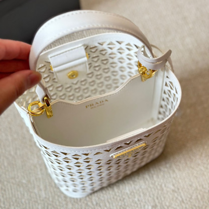 Perforated leather tote bag