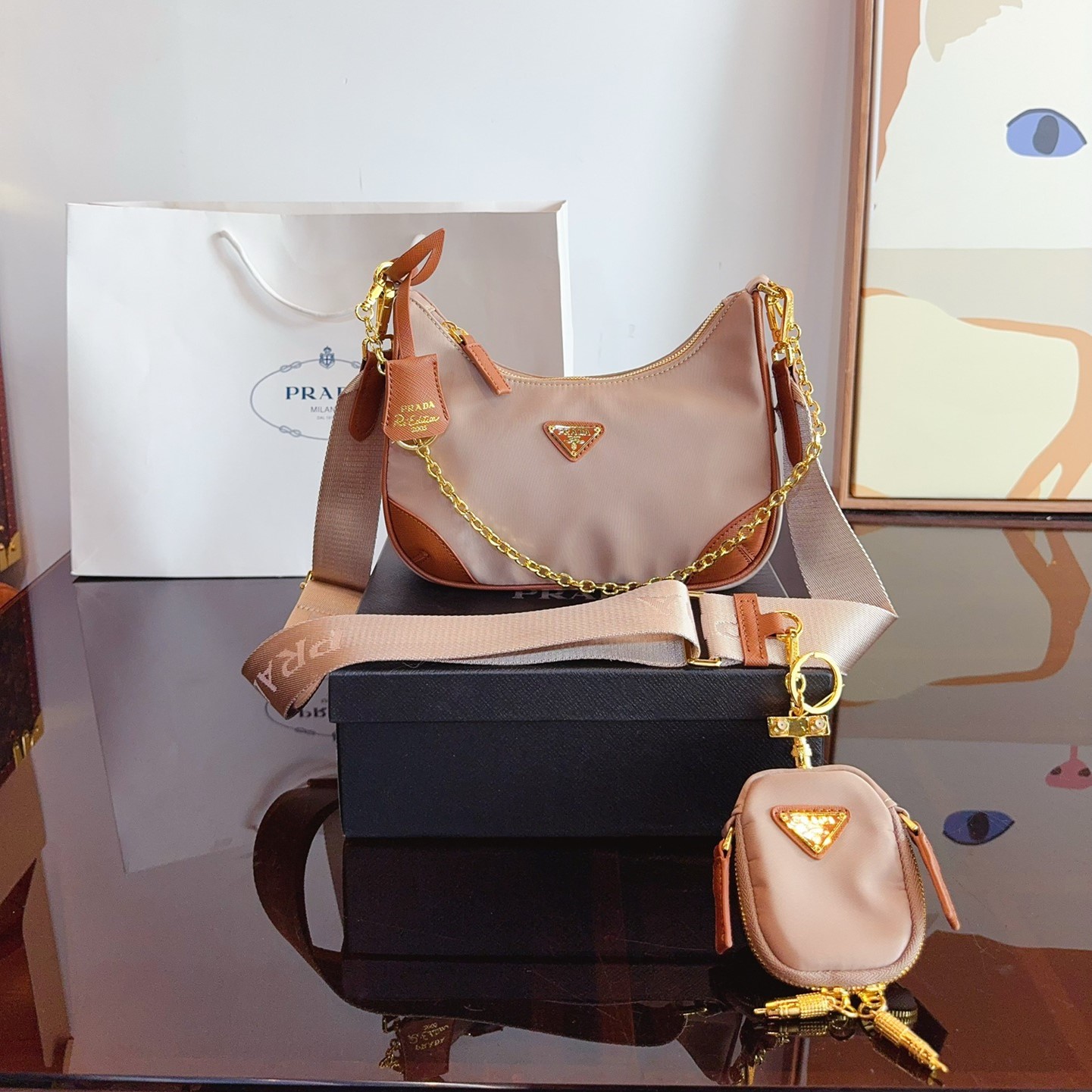 Re-Edition 2005 Re-Nylon and Saffiano leather bag