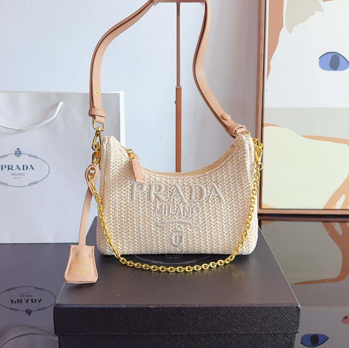 Yarn Raffia Effect Crochet Mini Re-Edition Shoulder Bag