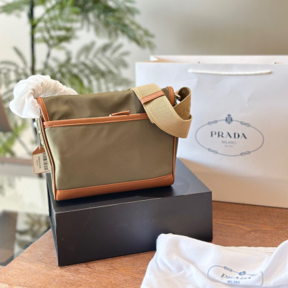 Re-Nylon and Saffiano leather shoulder bag