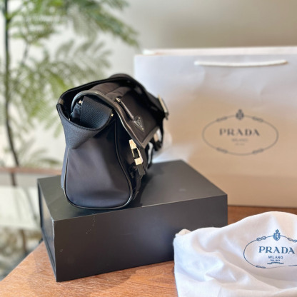 Re-Nylon and Saffiano leather shoulder bag