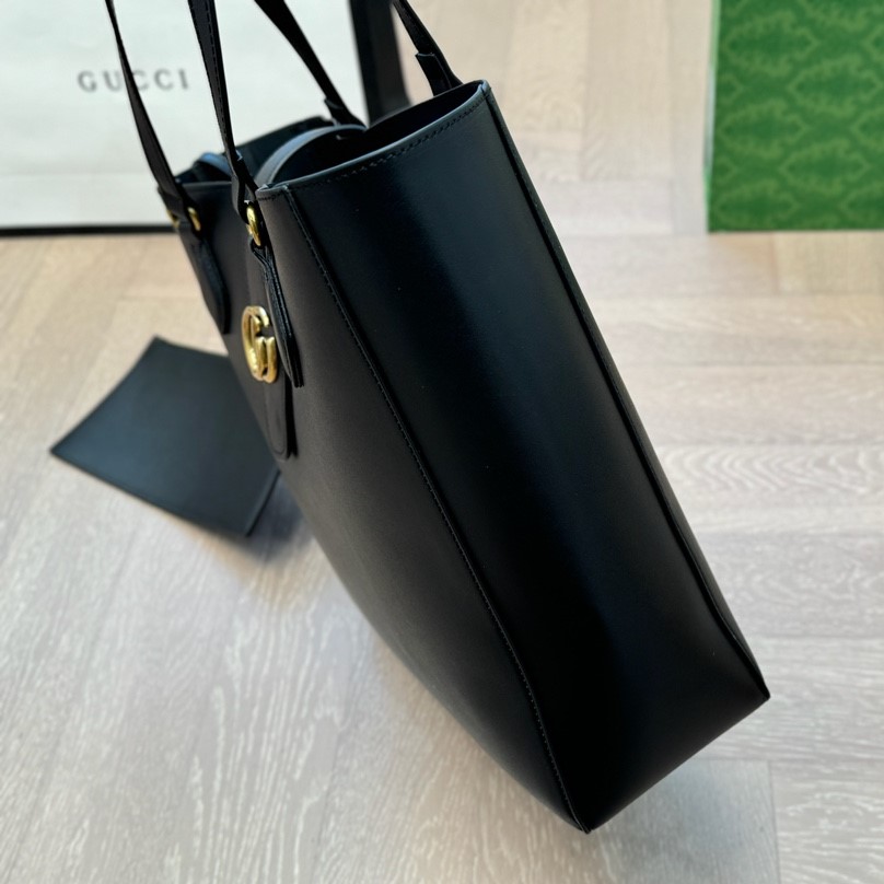 New Sakai Calfskin Lux Medium Dahlia Tote Black