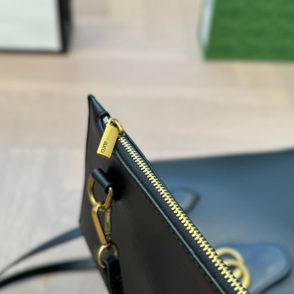 New Sakai Calfskin Lux Medium Dahlia Tote Black