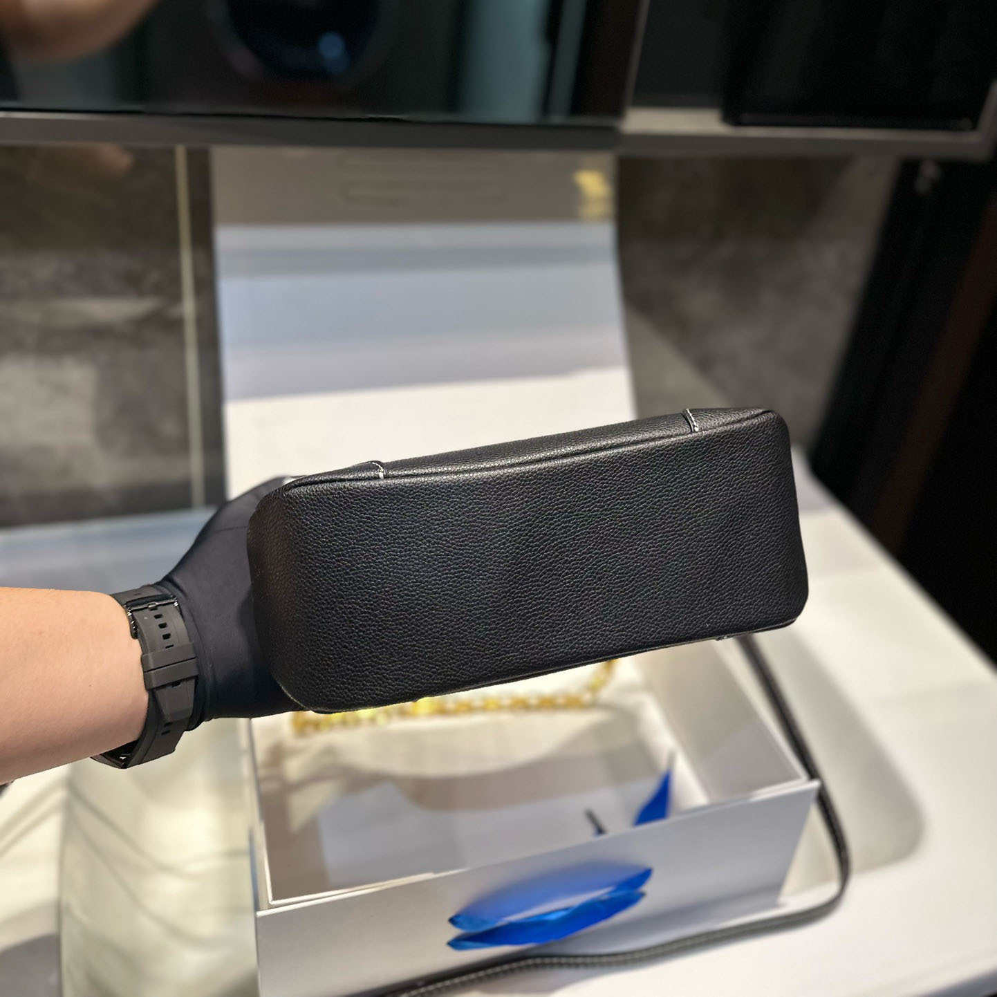 Vitello Phenix Leather Web Stripe Strap Crossbody