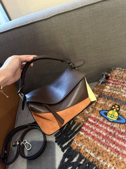 Small Puzzle bag in classic calfskin and suede