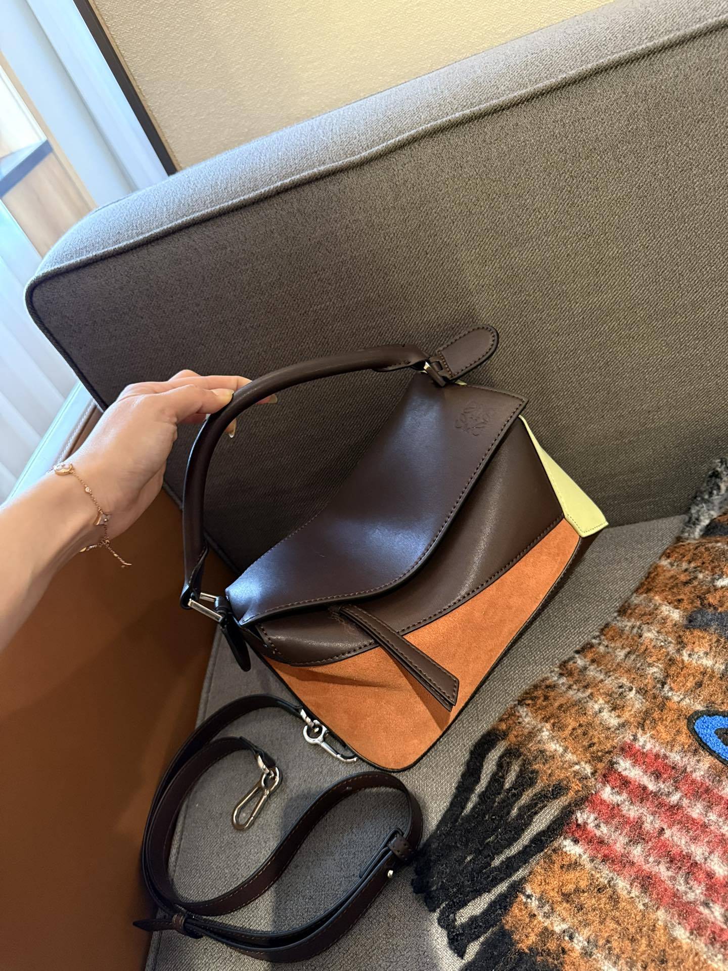 Small Puzzle bag in classic calfskin and suede