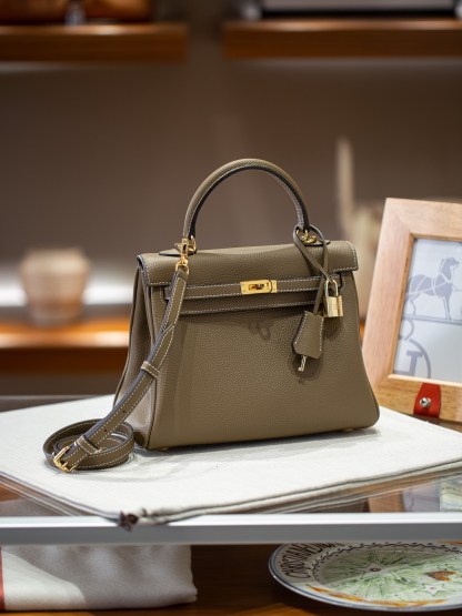 KELLY 25 FIRST LAYER TOGO COWHIDE GREY