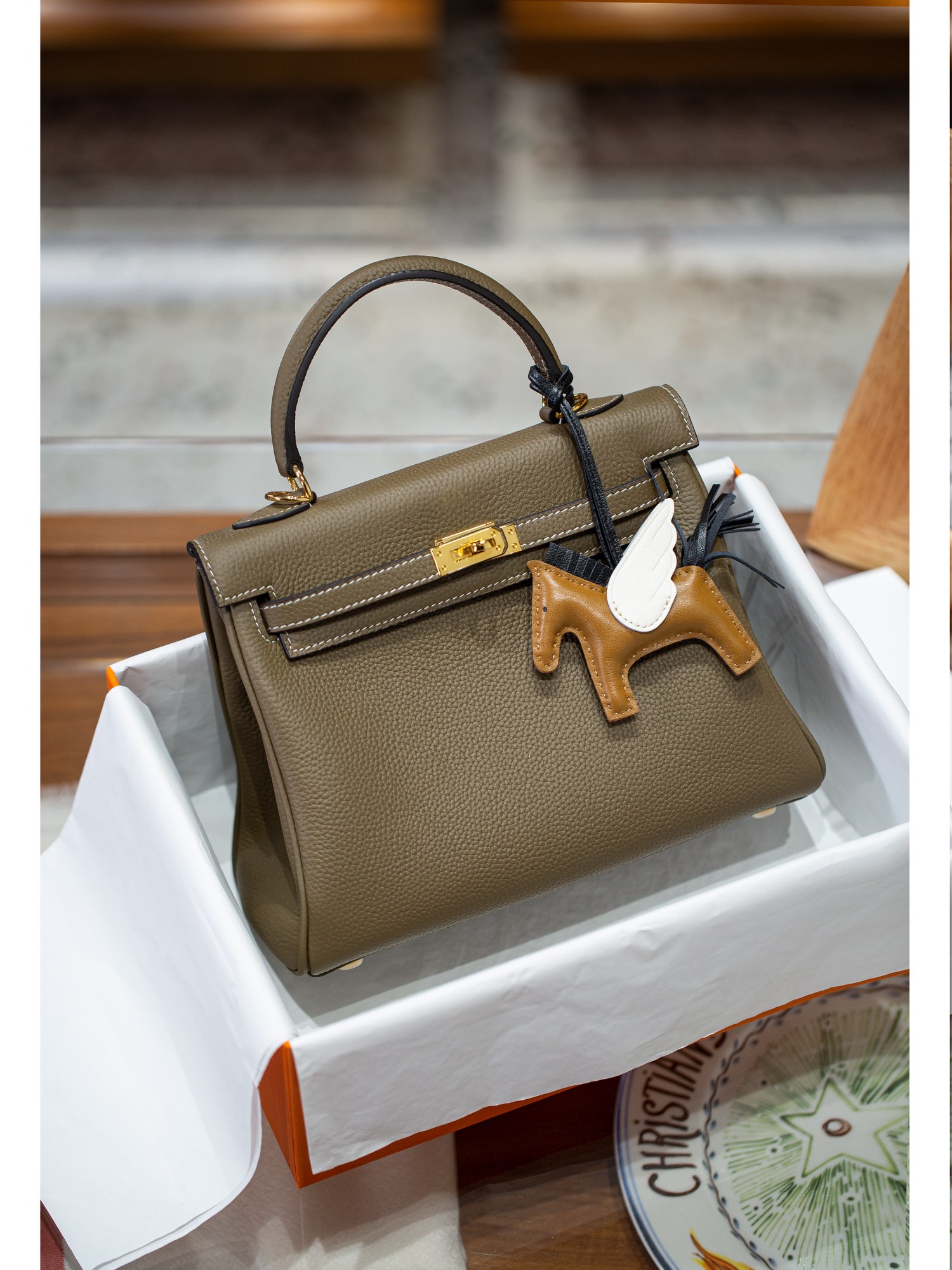 KELLY 25 FIRST LAYER TOGO COWHIDE GREY