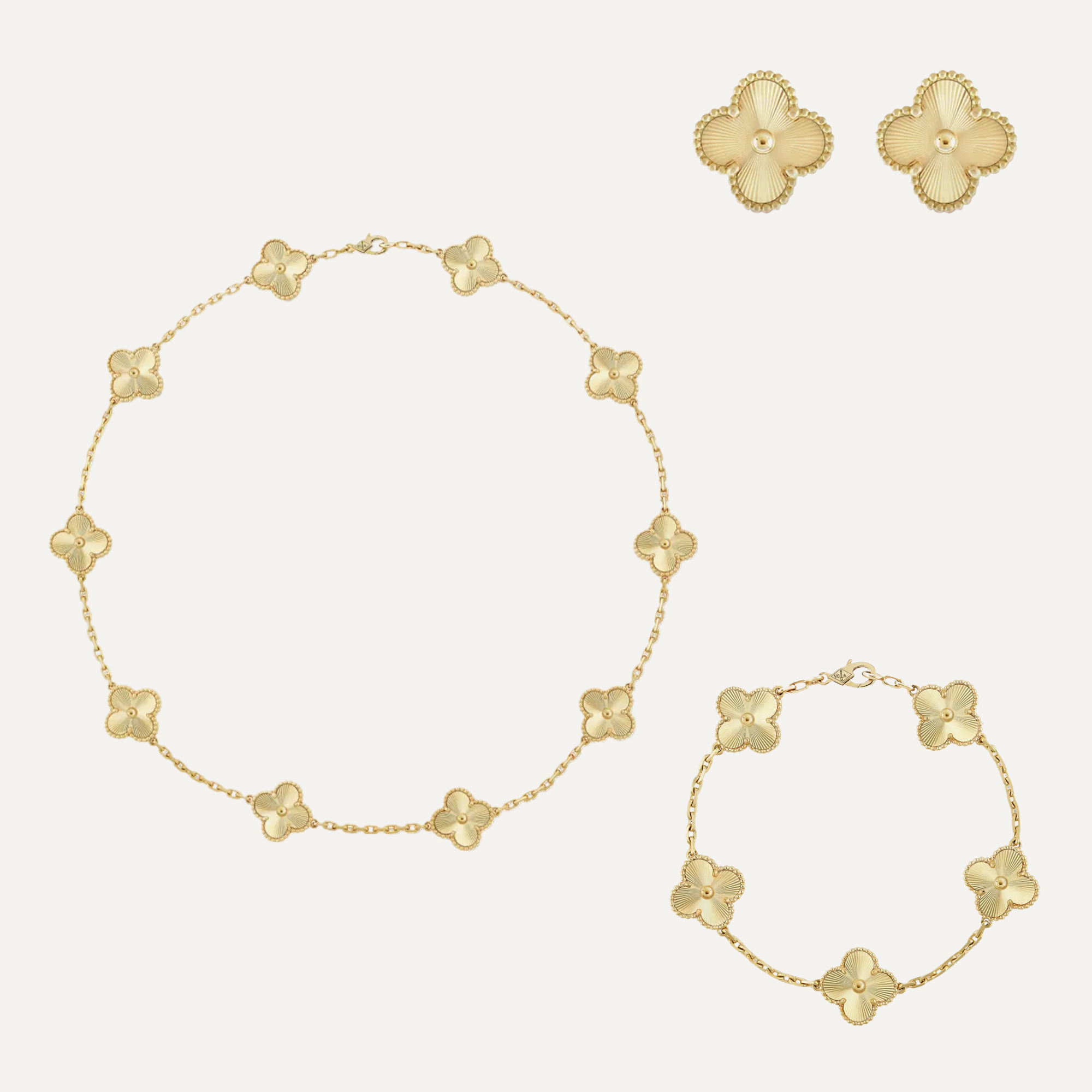 Vintage Alhambra 3‑Piece Set – Necklace, Bracelet & Earrings