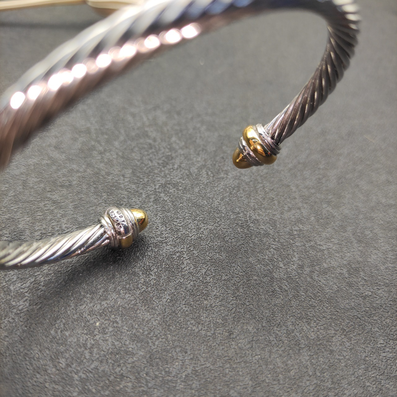 Classic Cable Bracelet Sterling Silver with 14K Yellow Gold and Prasiolite, 5mm