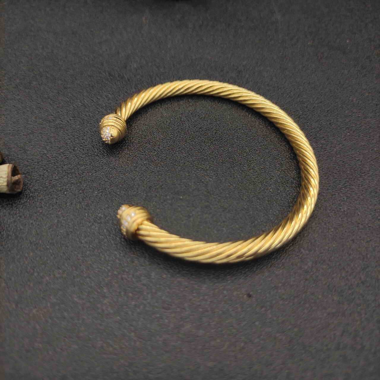 Classic Cable Bracelet Yellow Gold and  Half Diamonds 5 MM