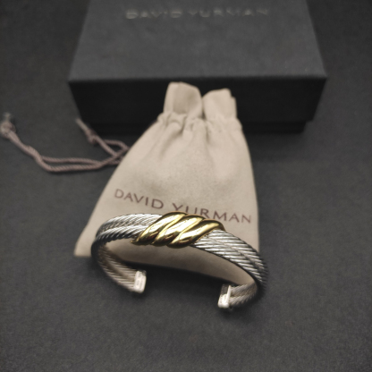 Dathtvid Yurthtman Cable Twist Bangle in 14K Yellow Gold/Sterling Silver