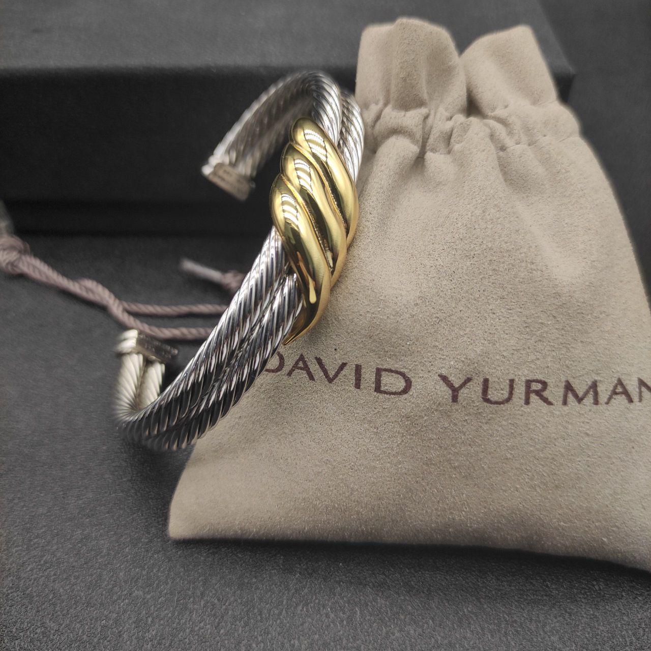 Dathtvid Yurthtman Cable Twist Bangle in 14K Yellow Gold/Sterling Silver