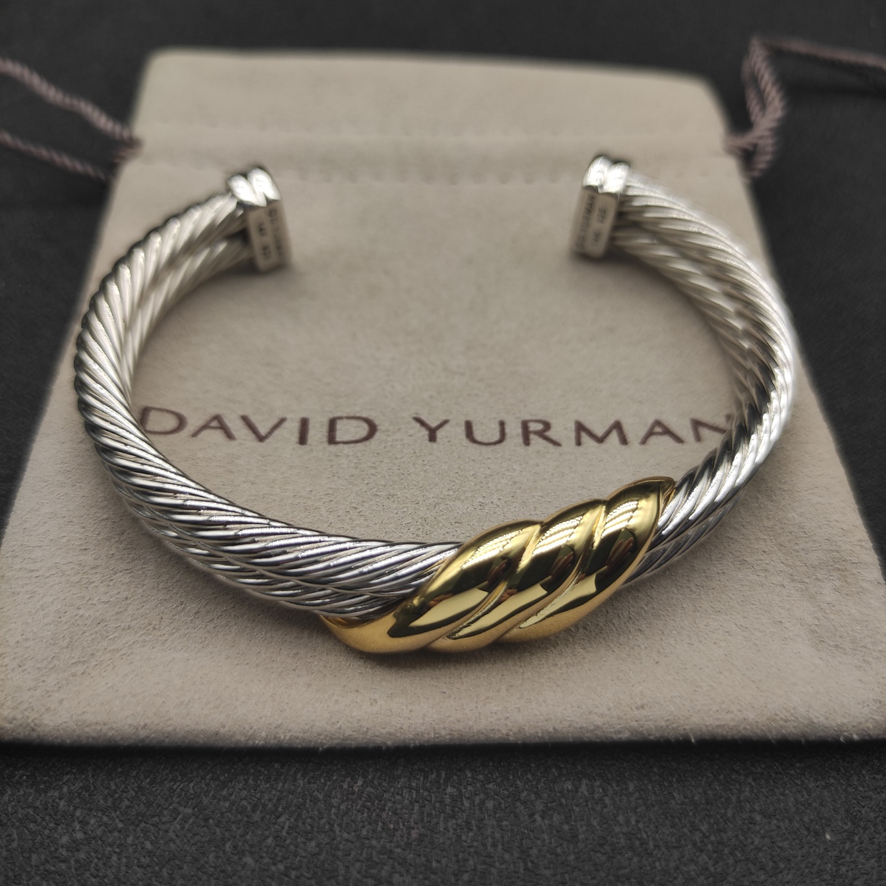 Dathtvid Yurthtman Cable Twist Bangle in 14K Yellow Gold/Sterling Silver