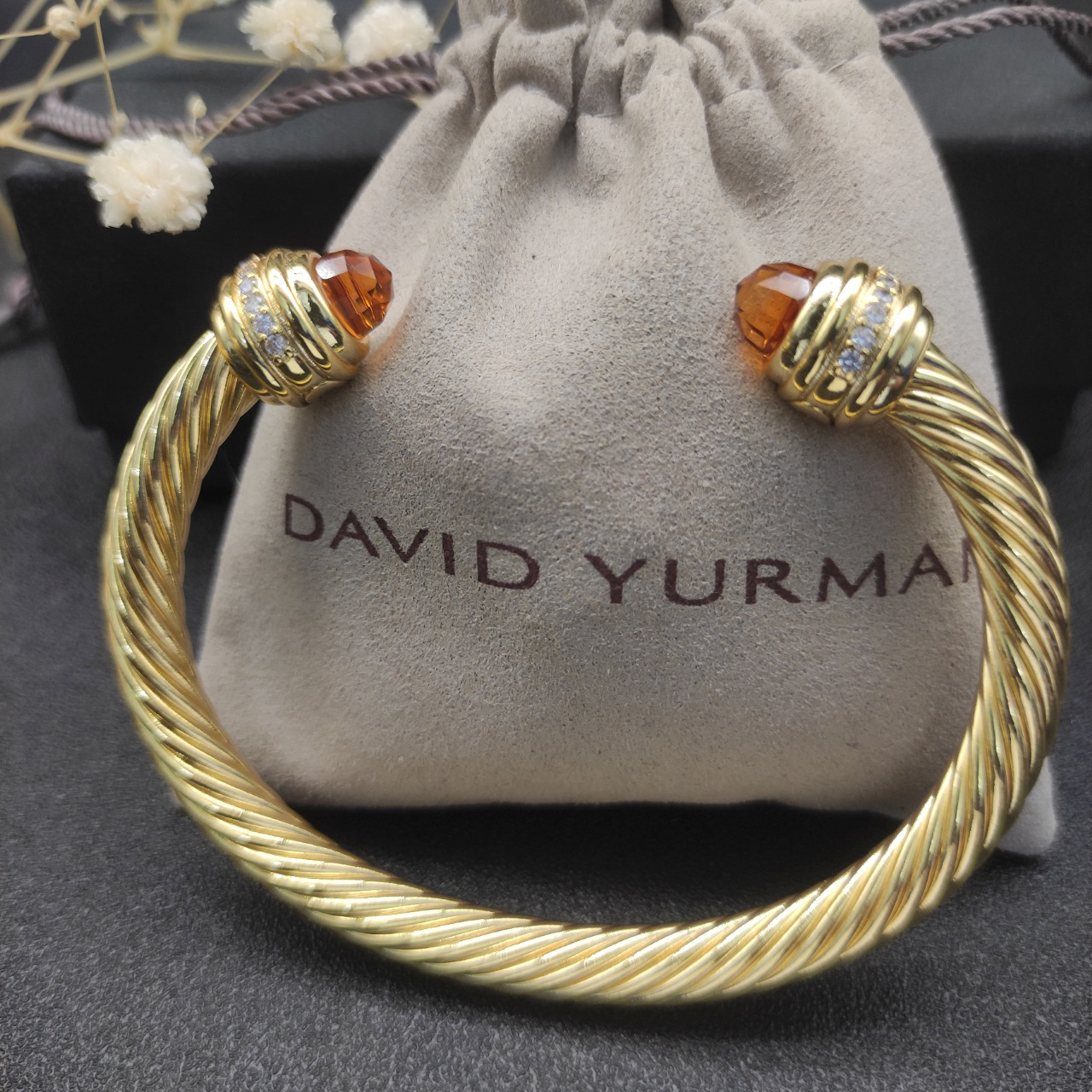 [Copy]Classic Cablespira® Bracelet 18K Yellow Gold with Half Diamonds, 7mm