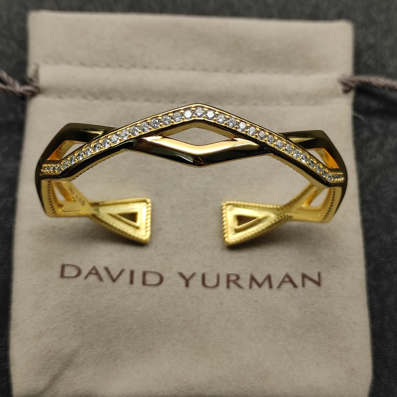 [Copy]Zig Zag Stax™ Two Row Cuff Bracelet Sterling gold with Diamonds, 13mm