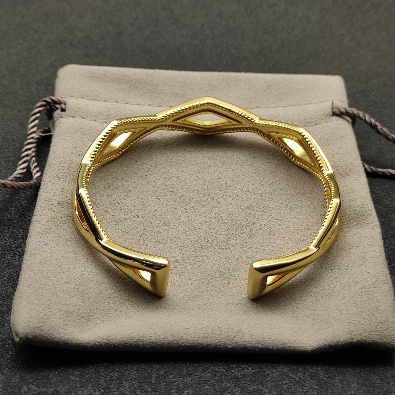 [Copy]Zig Zag Stax™ Two Row Cuff Bracelet Sterling gold with Diamonds, 13mm