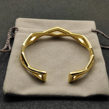 [Copy]Zig Zag Stax™ Two Row Cuff Bracelet Sterling gold with Diamonds, 13mm