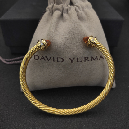 Classic Cablespira® Bracelet 18K Yellow Gold with Champagne crystal and Diamonds, 5mm