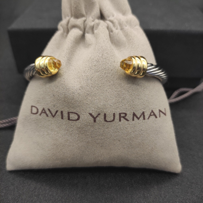 Classic Cable Bracelet Sterling Silver with Citrine and Diamonds, 5mm