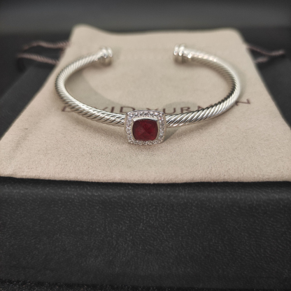 Dathtvid Yurthtman  Sterling Silver Diamond Ruby 4mm Noblesse Cable Bracelet