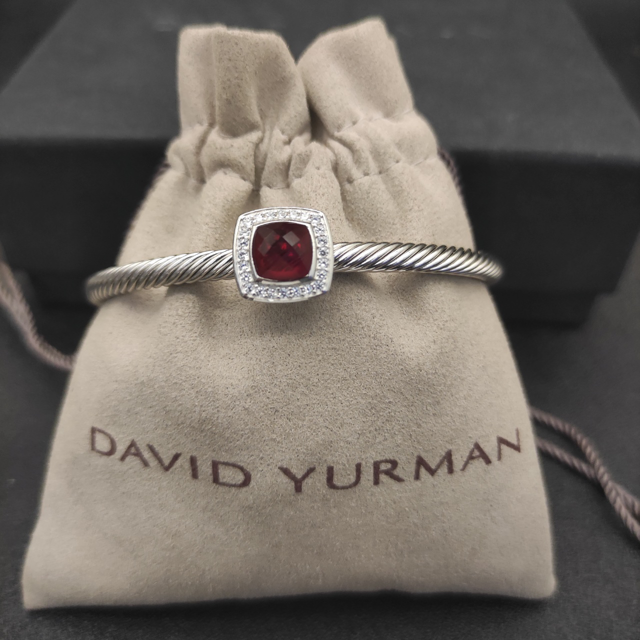 Dathtvid Yurthtman  Sterling Silver Diamond Ruby 4mm Noblesse Cable Bracelet