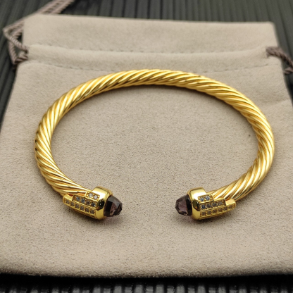 Cable Bracelet with Purple Topaz & Diamond Accents  5mm