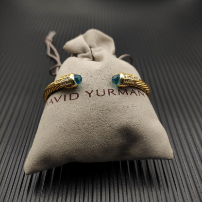 Cable Bracelet with Blue Topaz & Diamond Accents  5mm