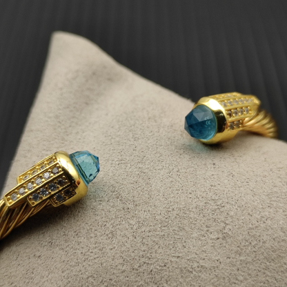 Cable Bracelet with Blue Topaz & Diamond Accents  5mm